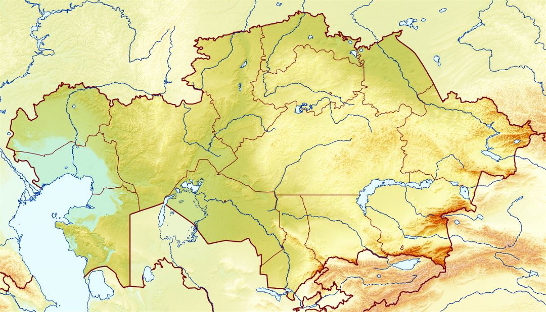 Grande mapa en relieve de Kazajstán