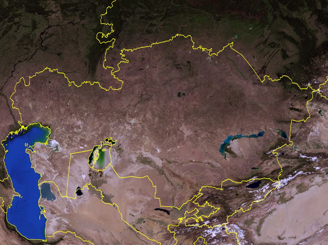 Grande mapa satelital de Kazajstán