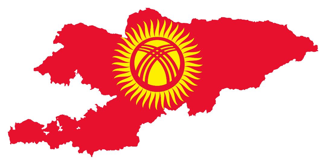 Grande mapa de bandera de Kirguistán