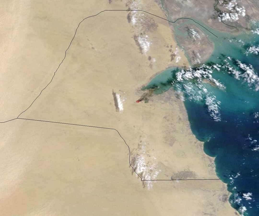 Detallado mapa satelital de Kuwait