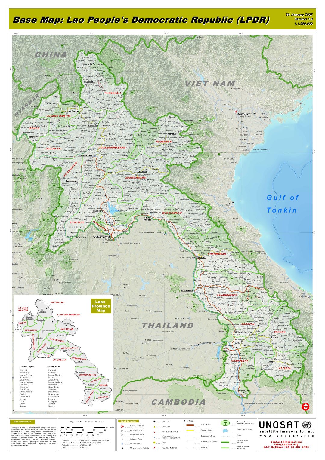 A gran escala mapa base de Laos