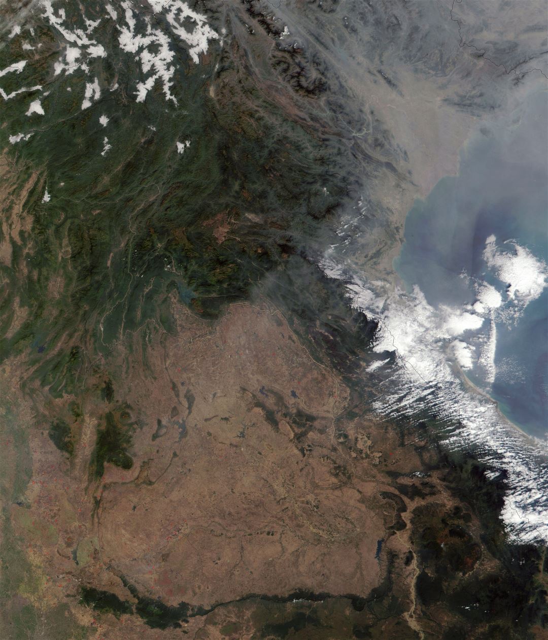 Grande detallado mapa satelital de Laos