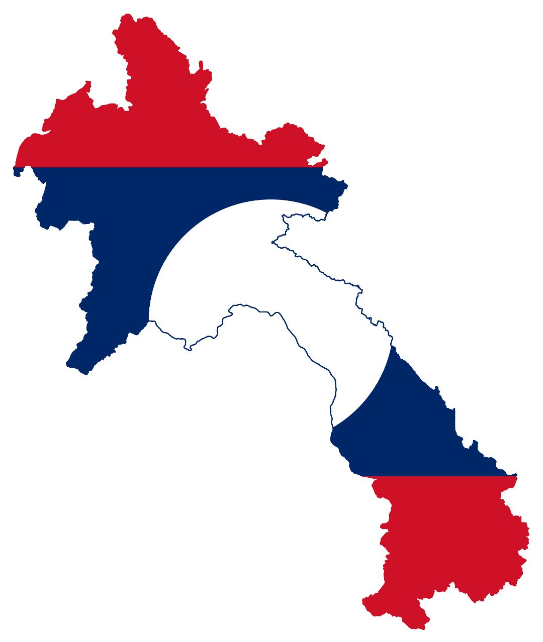Grande mapa de bandera de Laos