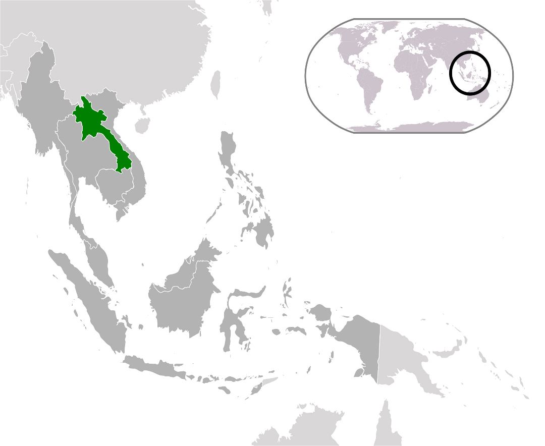 Grande mapa de ubicación de Laos