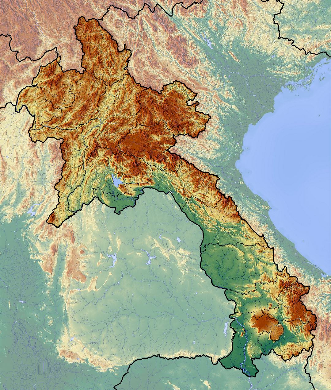 Grande mapa en relieve de Laos