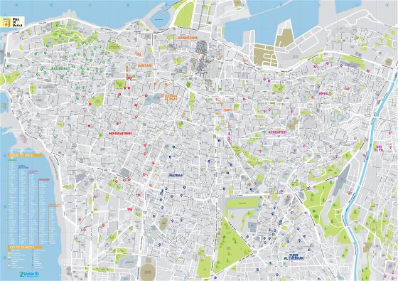 A gran escala mapa de carreteras de ciudad de Beirut con nombres de calles