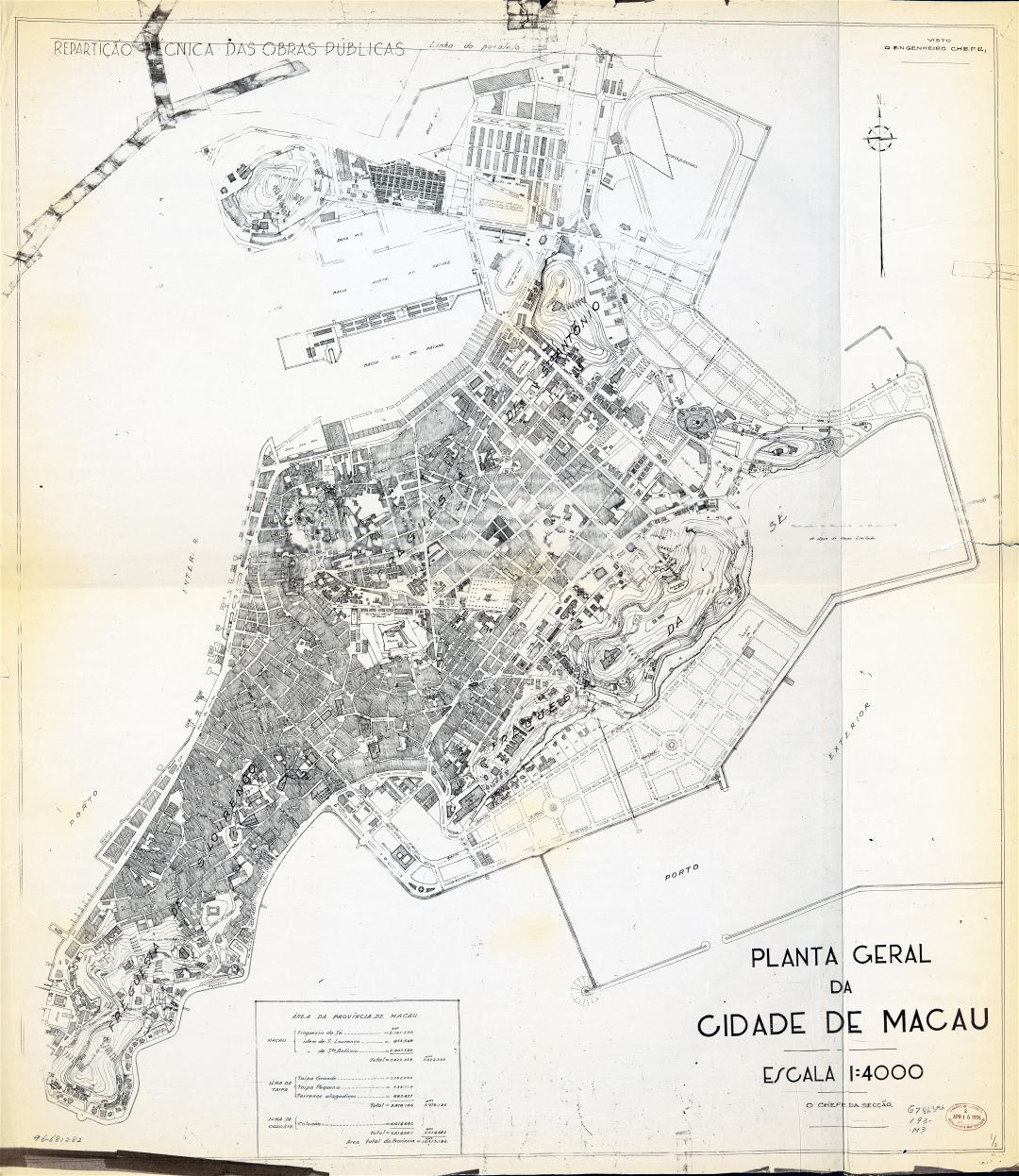 A gran escala detallado mapa general antiguo de Macao - 193x
