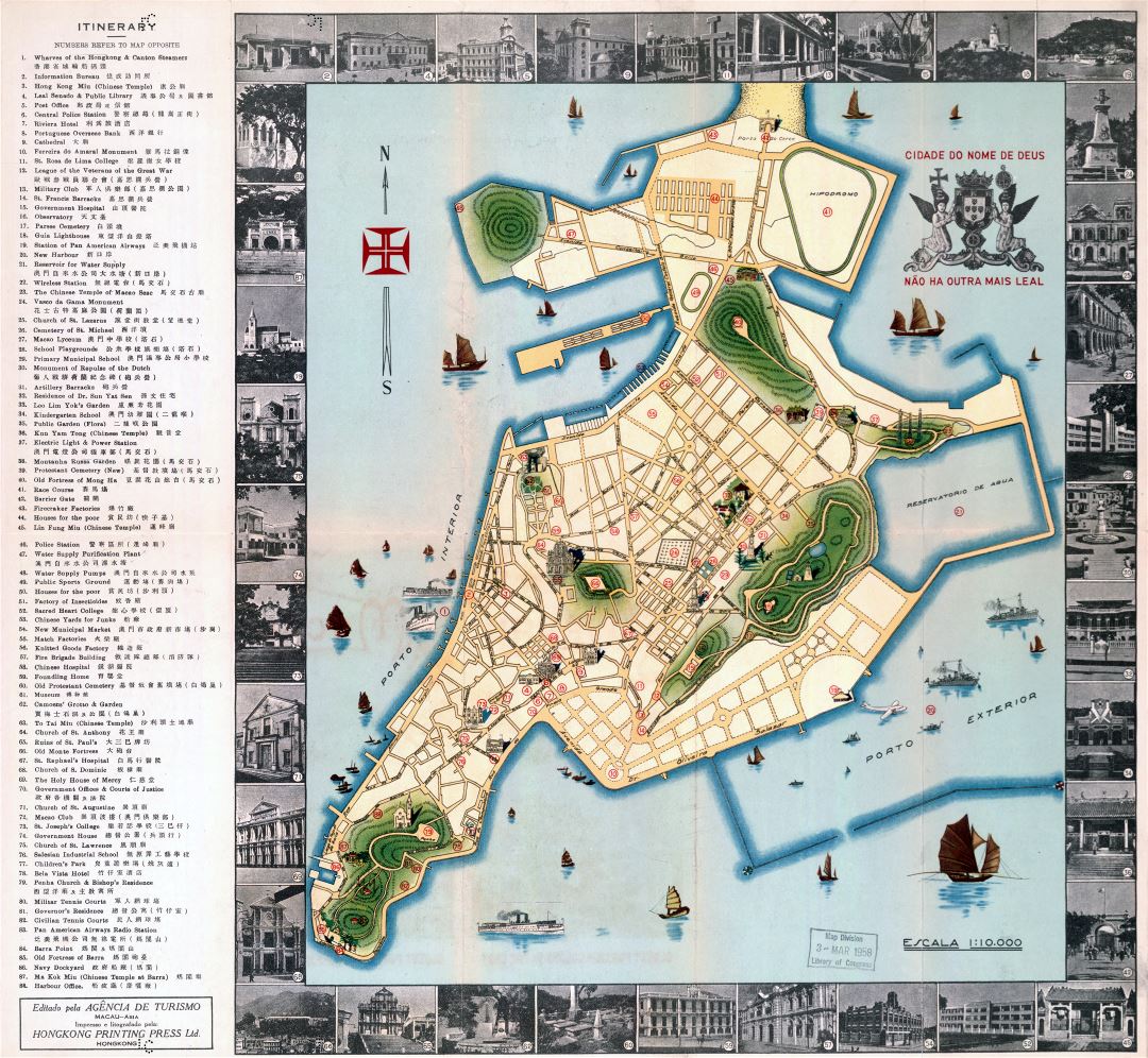 A gran escala mapa turístico de Macao