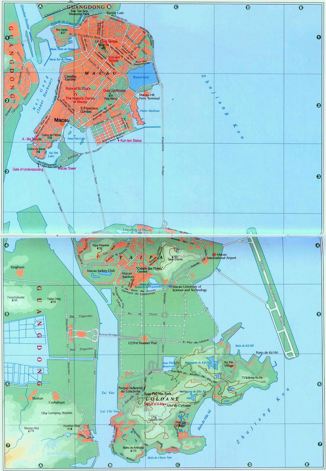 Grande detallado hoja de ruta de Macao