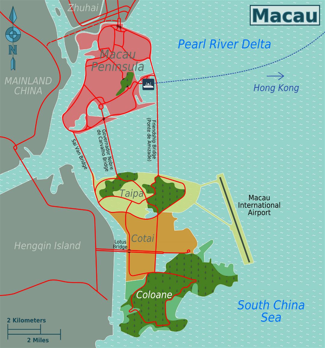 Grande mapa de distritos de Macao