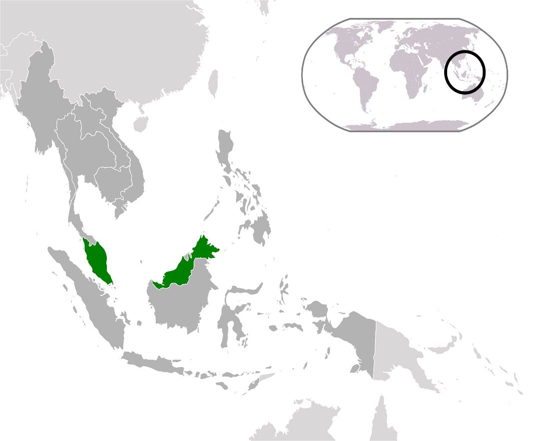 Grande mapa de ubicación de Malasia