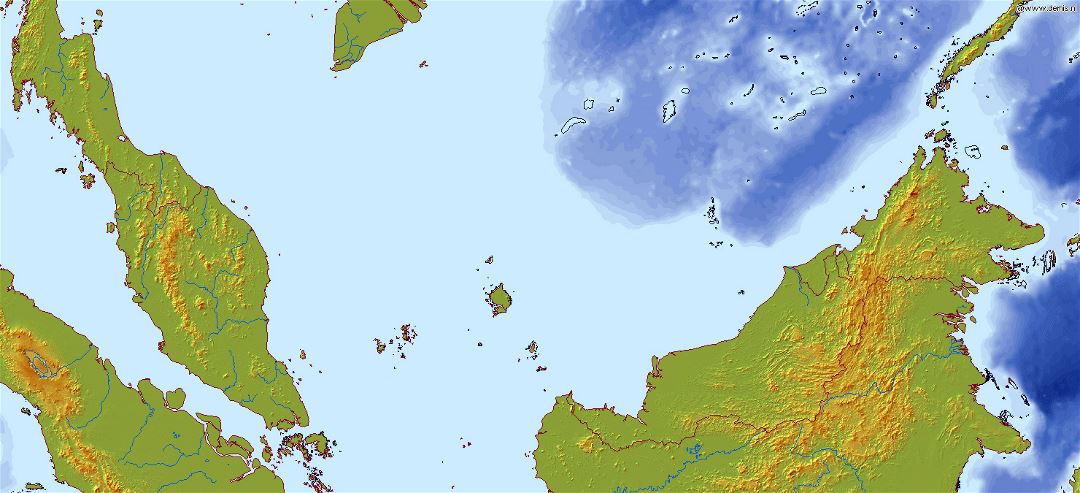 Grande mapa en relieve de Malasia