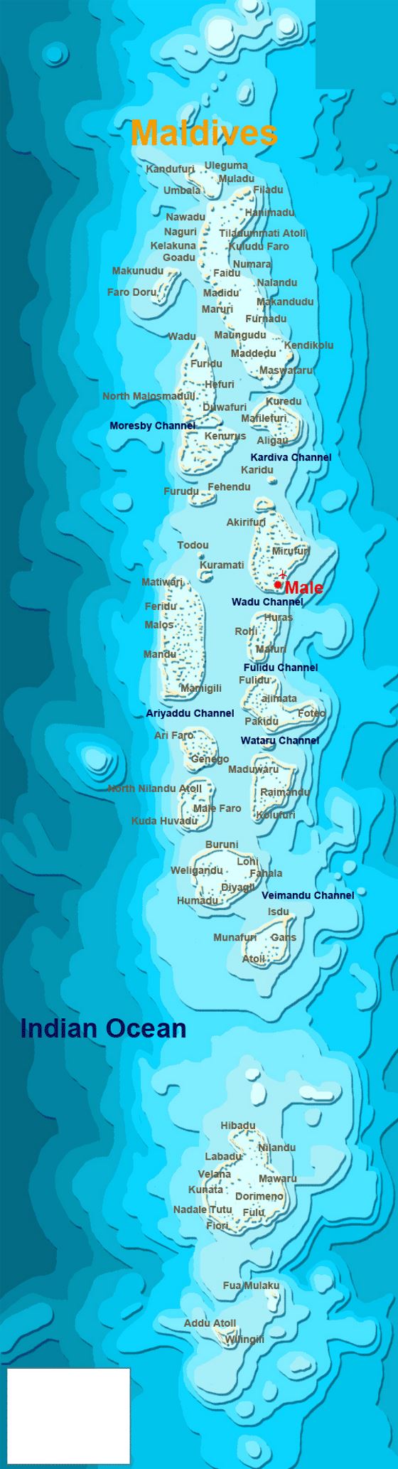 Detallado mapa de Maldivas