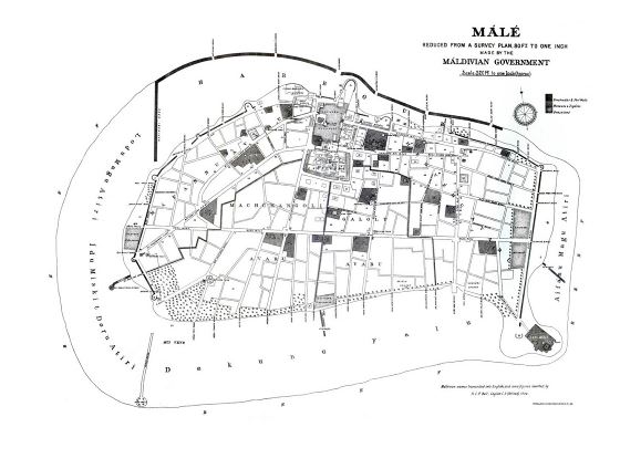 Grande detallado mapa antiguo de Malé - 1920