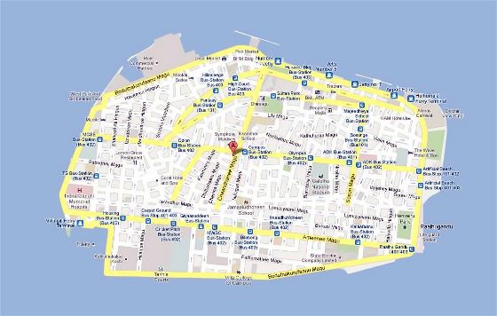 Mapa de carreteras de la ciudad de Malé