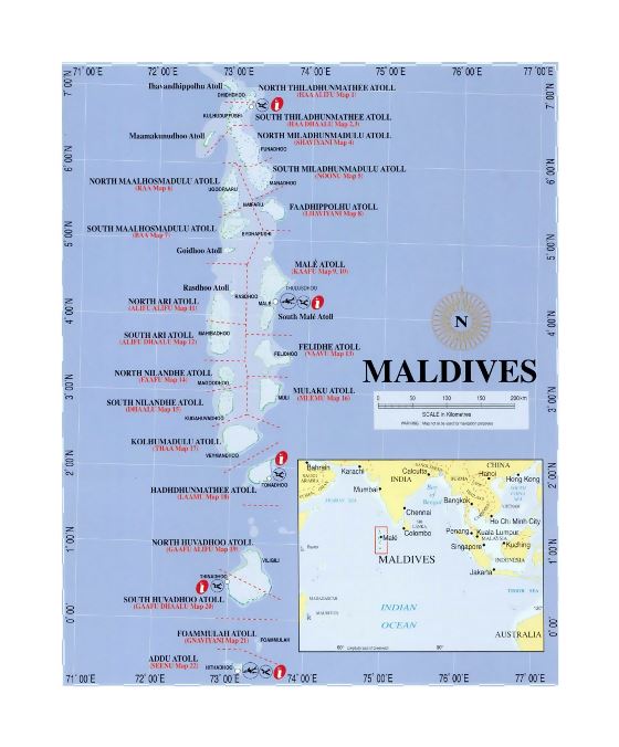 Mapa politico de Maldivas