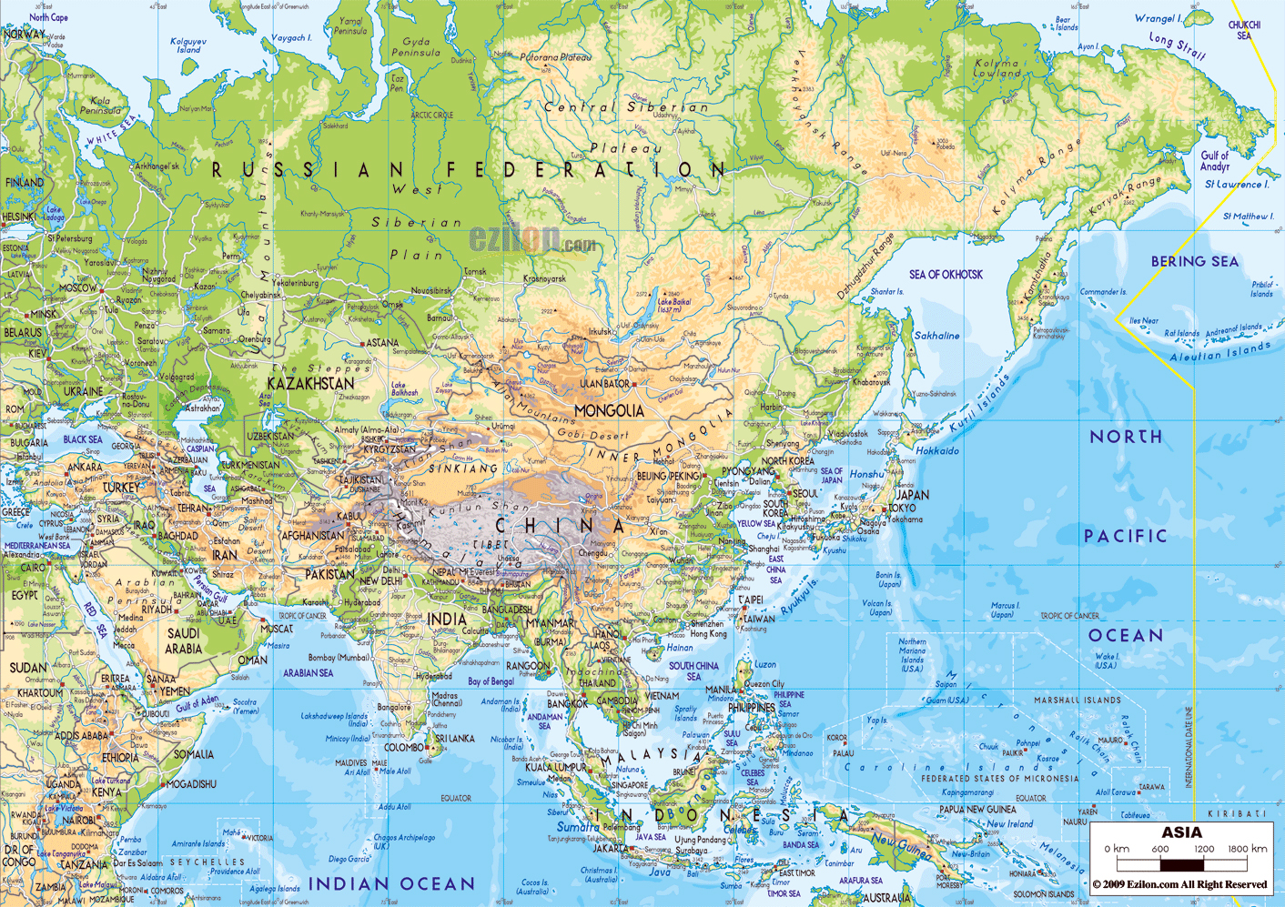 Mapa Fisico Grande De Asia Con Las Principales Carreteras Y Ciudades Principales Asia Mapas Del Mundo