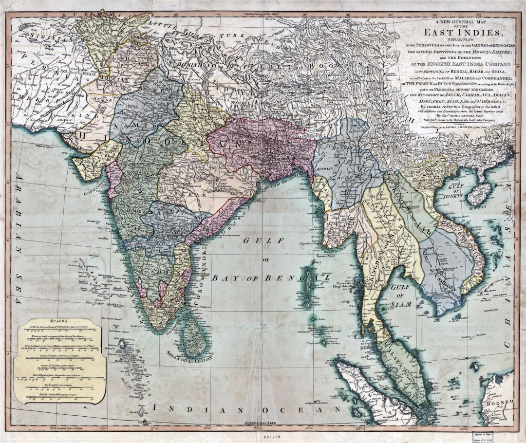 Antiguo mapa general a gran escala de las Indias Orientales - 1794