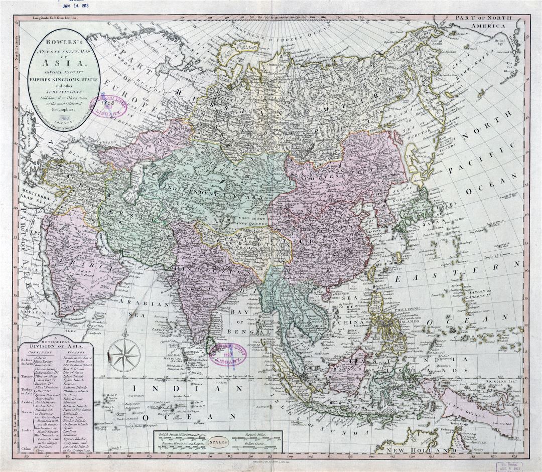 Gran escala antiguo mapa político de Asia - 1791