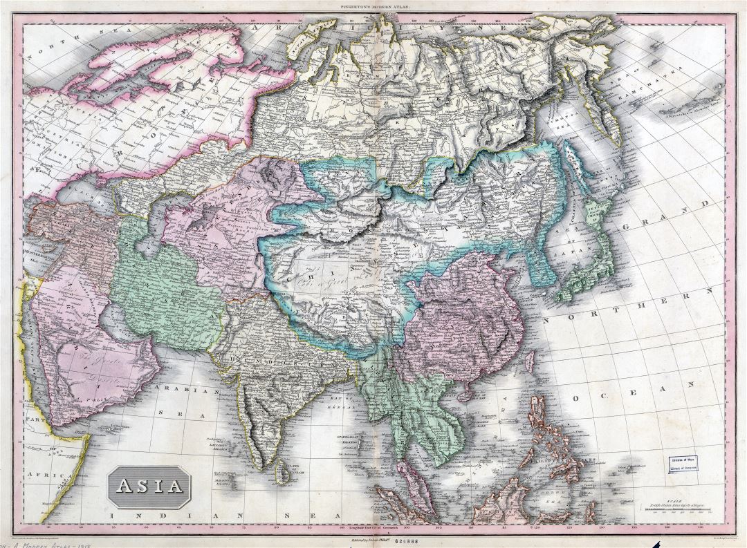 Gran escala viejo mapa de Asia - 1818