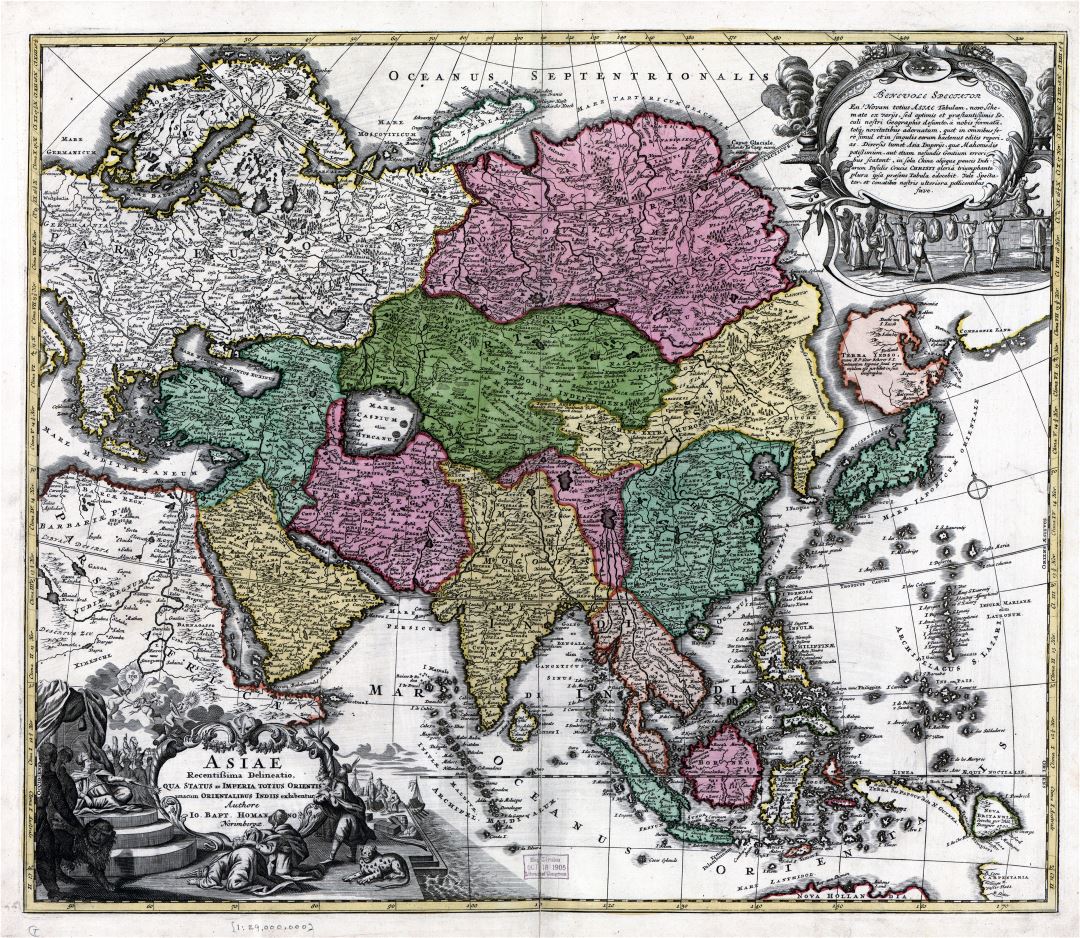 Mapa grande antigua política detallada de Asia - 17xx