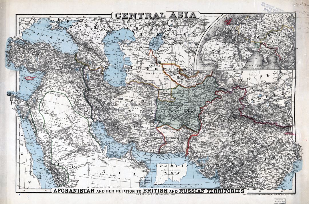 Mapa grande de edad detallado de Asia Central - 1885
