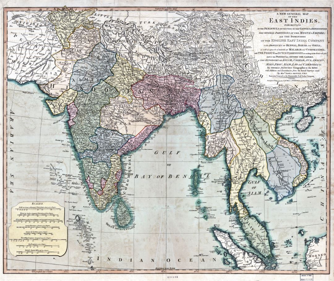 Mapa grande general de antigüedades detallada de las Indias Orientales - 1794