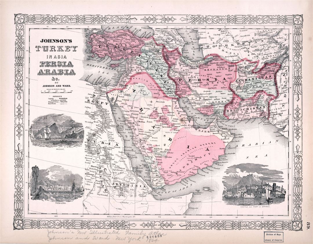 Viejo mapa a gran escala de Persia, Arabia - 1864