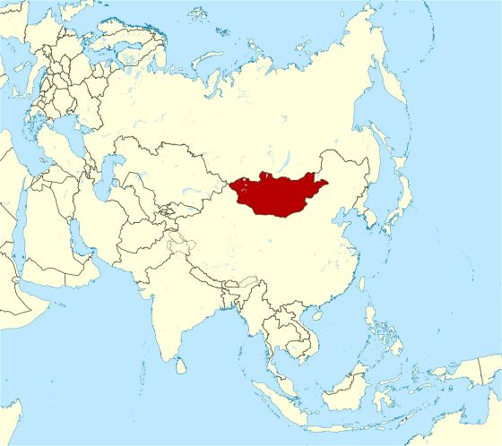 Detallado mapa de ubicación de Mongolia en Asia