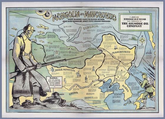 Grande detallado mapa antiguo de Mongolia y Manchukuo - 1936