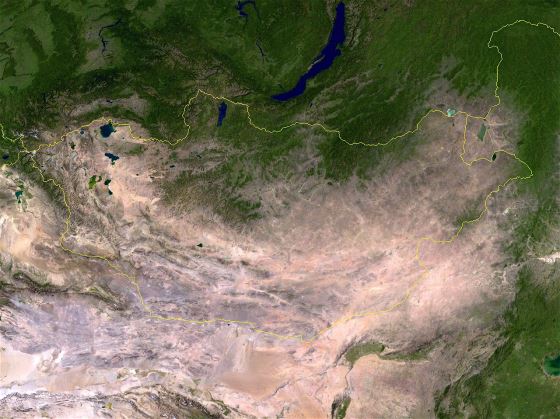 Grande mapa satelital de Mongolia