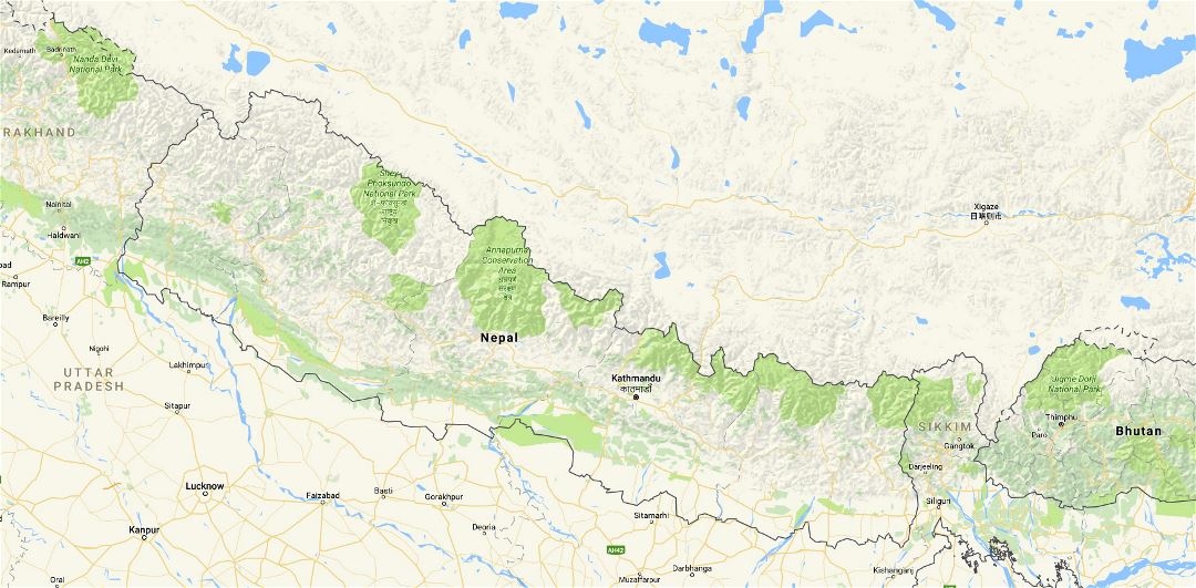 Grande mapa de Nepal