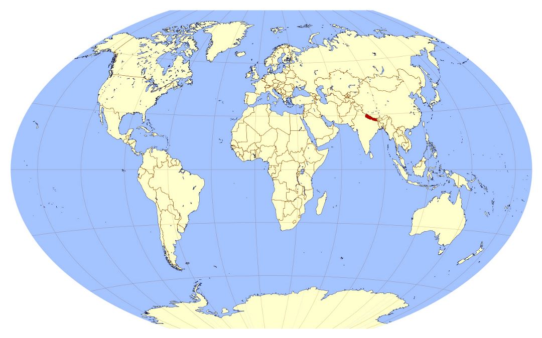 Grande mapa de ubicación de Nepal