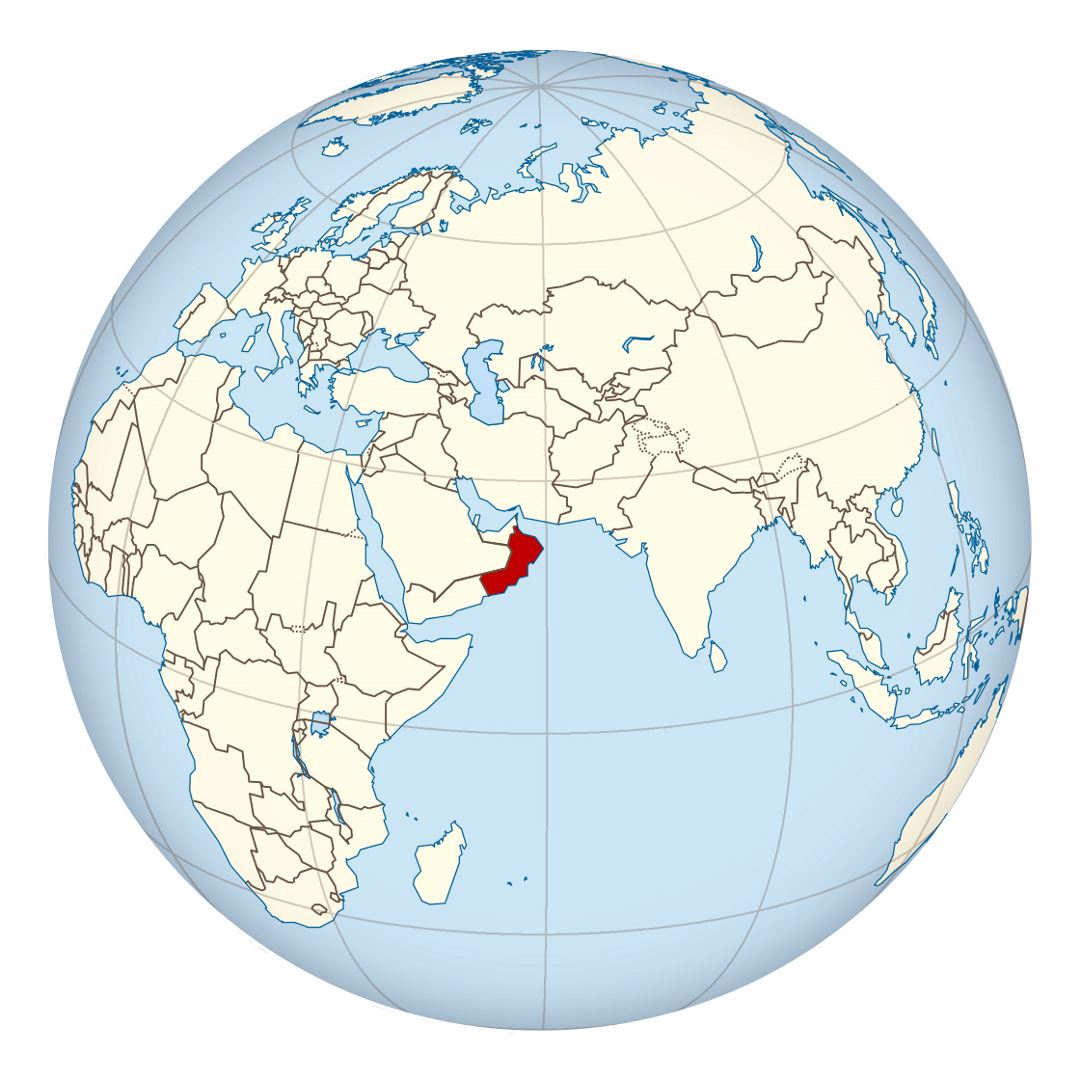 Detallado mapa de ubicación de Omán