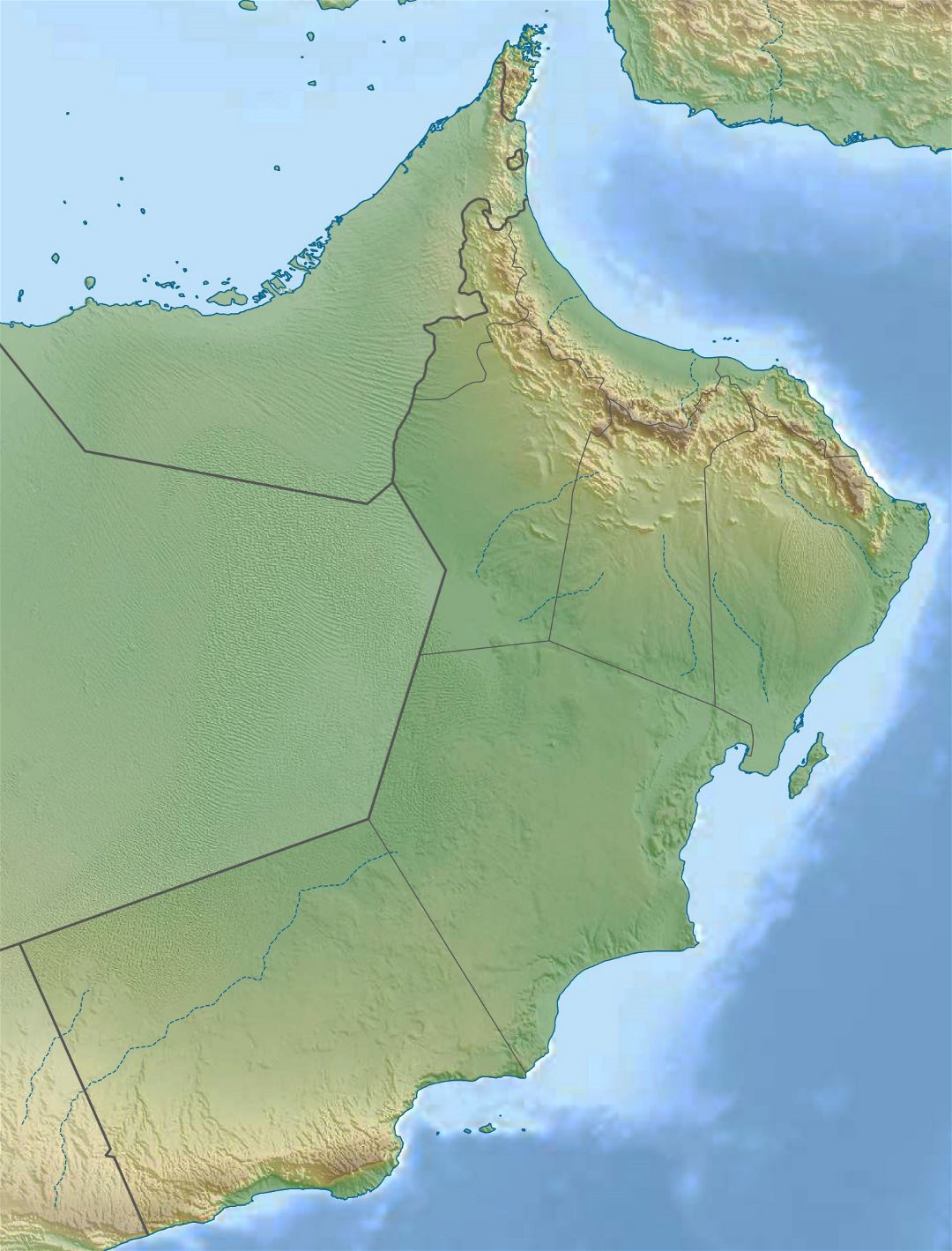 Grande mapa en relieve de Omán