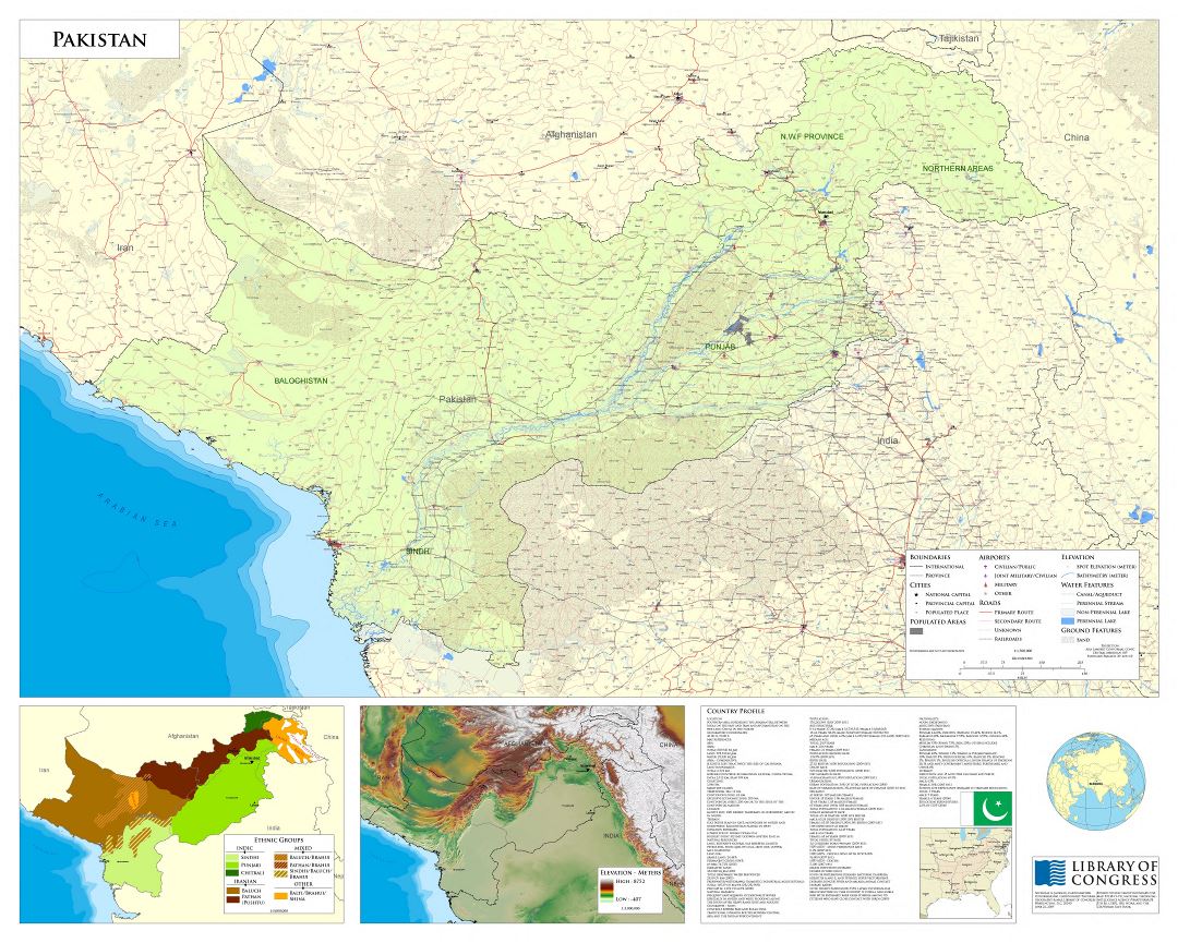 A gran escala detallado mapa de Pakistán - 2009