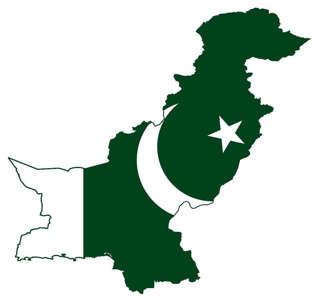 Grande mapa de la bandera de Pakistán