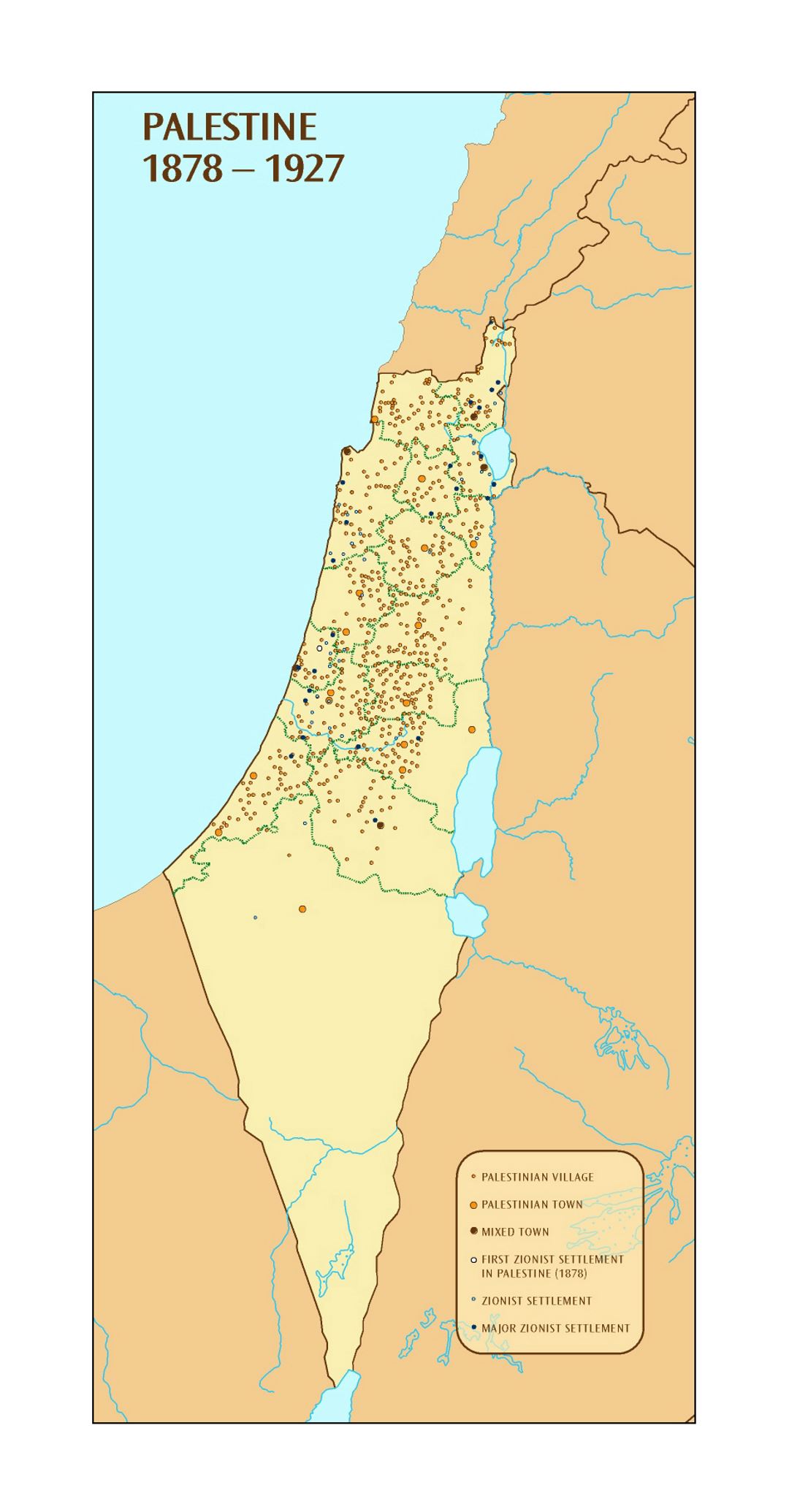 Detallado mapa de Palestina - 1878-1927