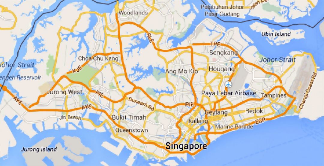 Mapa de carreteras de Singapur