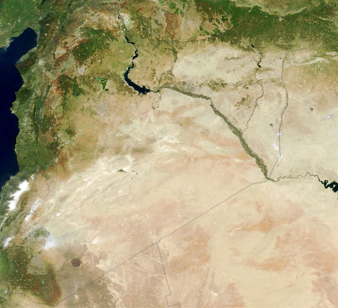 Grande detallado mapa satelital de Siria