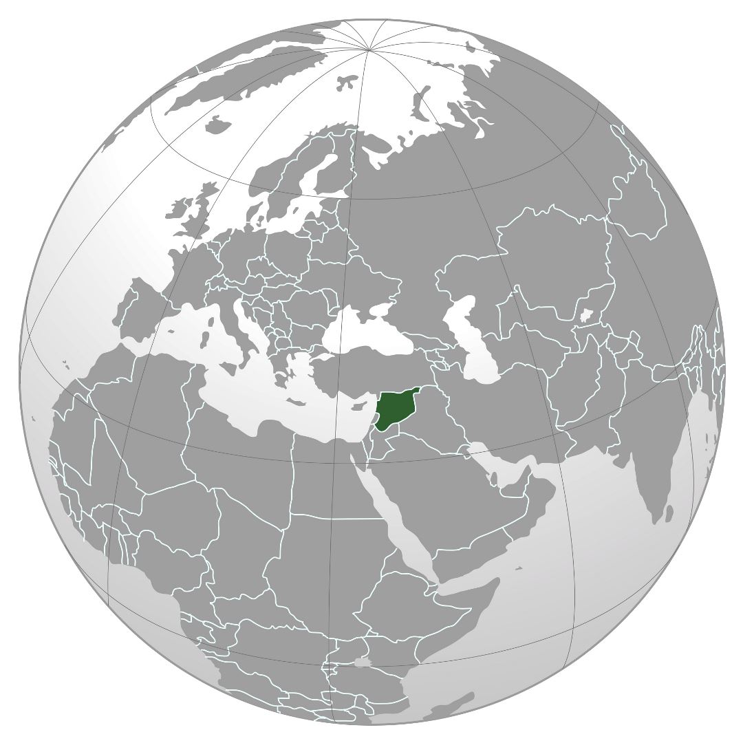 Grande mapa de ubicación de Siria