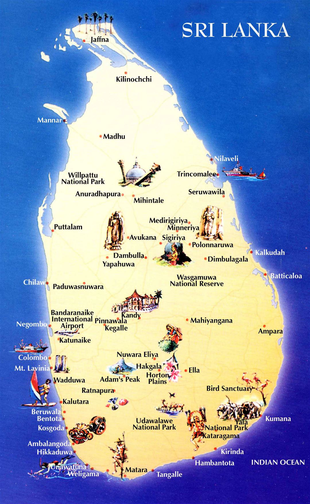 Grande detallado viaje mapa de Sri Lanka