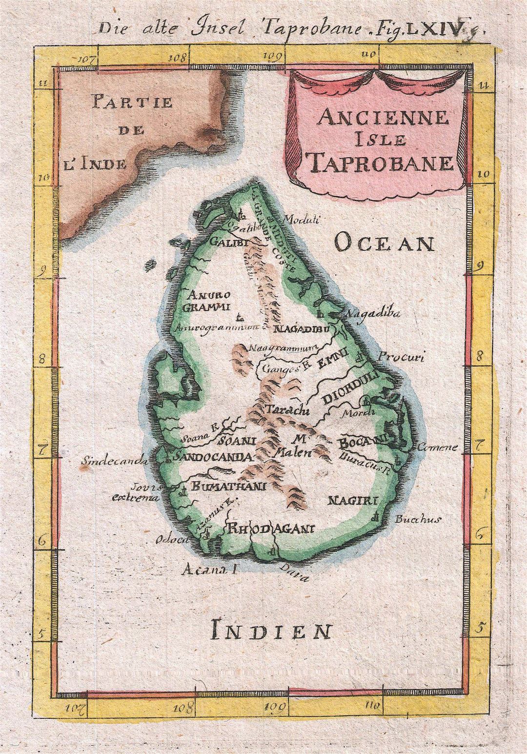 Grande mapa antiguo de Sri Lanka (Ceilán) - 1686