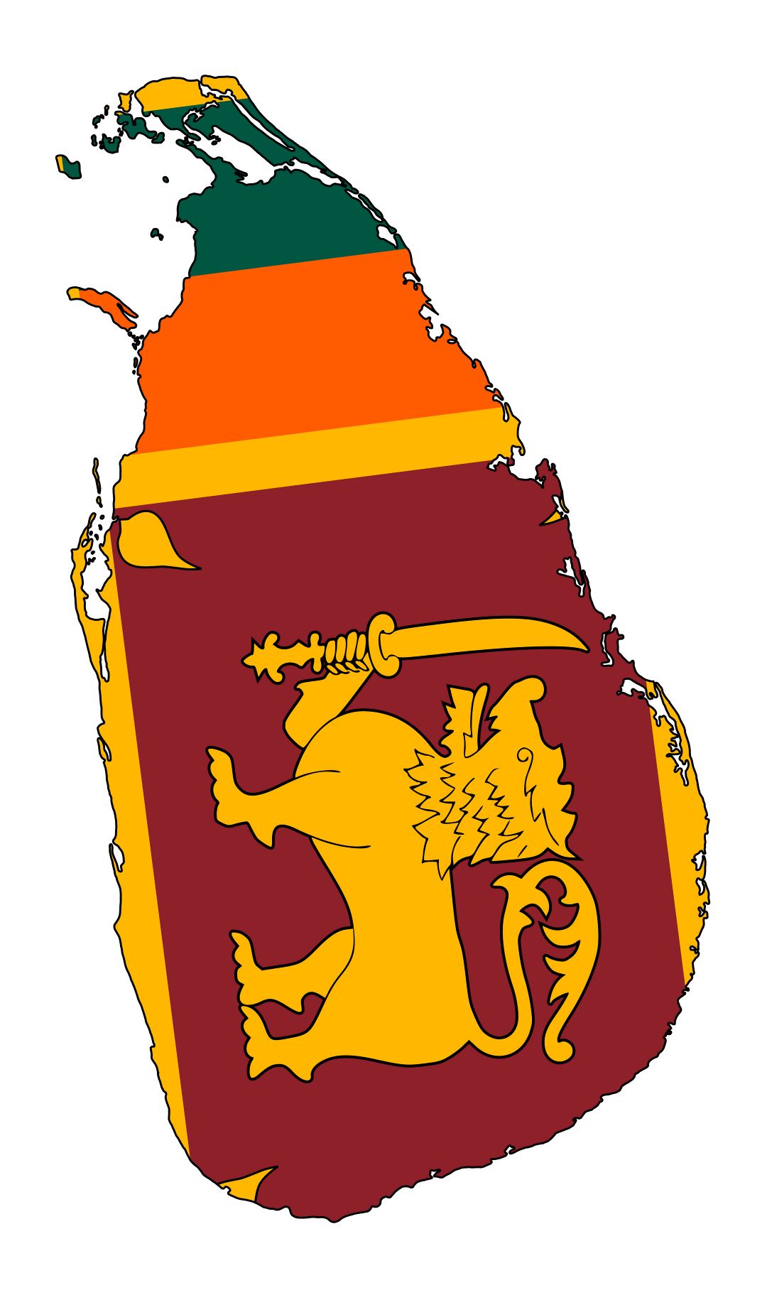 Grande mapa de bandera de Sri Lanka