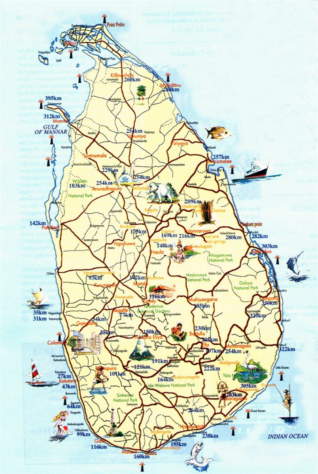 Mapa turístico de Sri Lanka