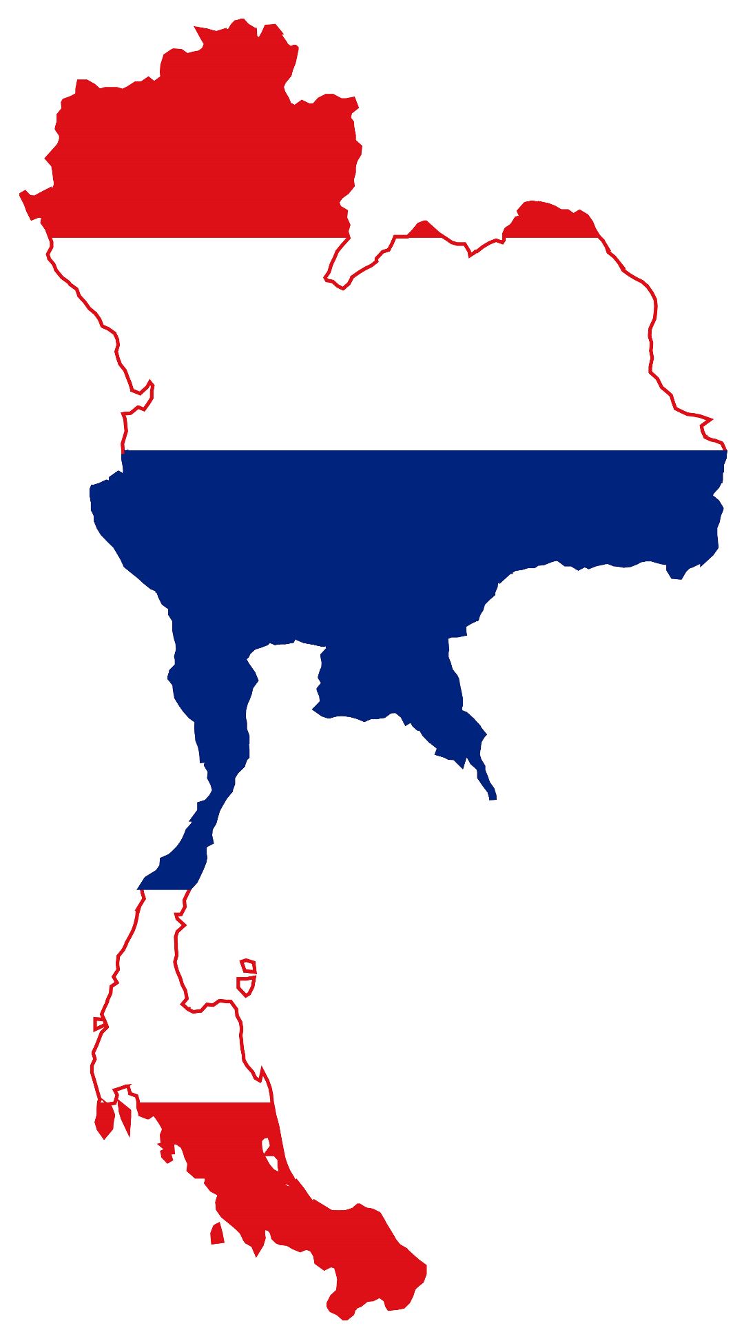 Grande mapa de bandera de Tailandia