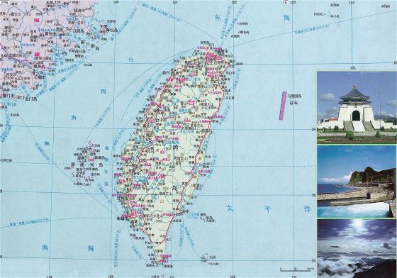 Grande detallado mapa de Taiwán con carreteras y ciudades en chino