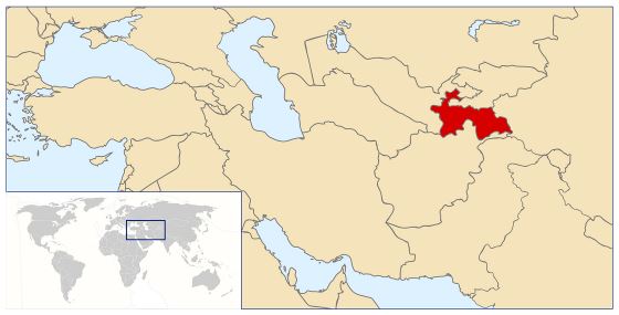 Detallado mapa de ubicación de Tayikistán