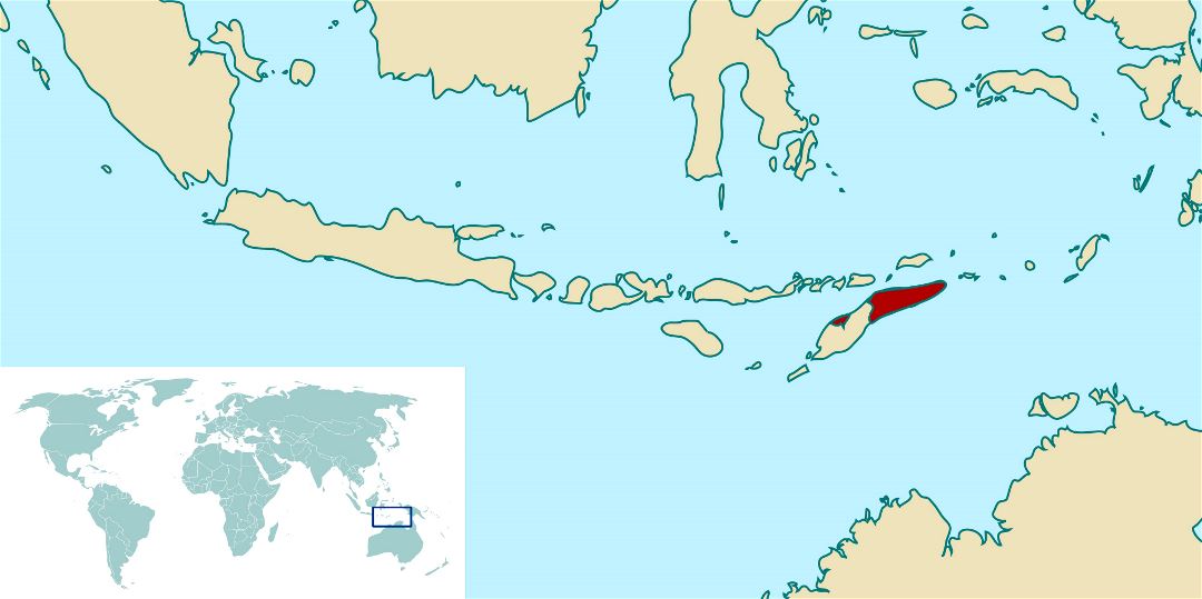 Grande mapa de ubicación de Timor Oriental