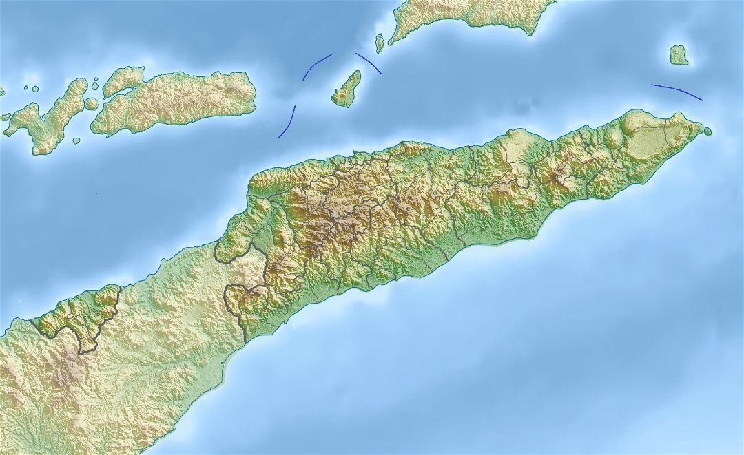 Grande mapa en relieve de Timor Oriental